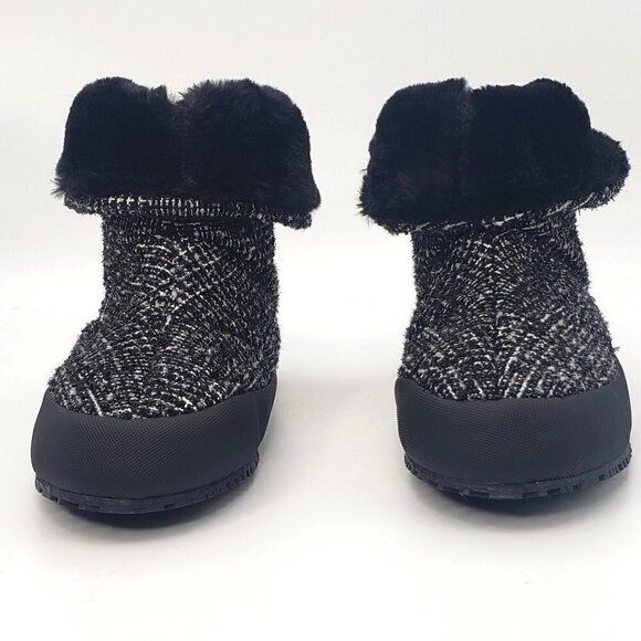 P448 Wool Tweed Faux Fur Lined Quilted Bootie Slipper US 7 EU 37 - Picture 5 of 16